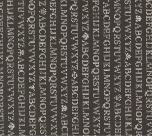 Agatha Road Alphabet Text and Words Strip Midnight Fabric