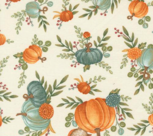 I Love Fall Most of All Pumpkins Flowers Warm White Fabric