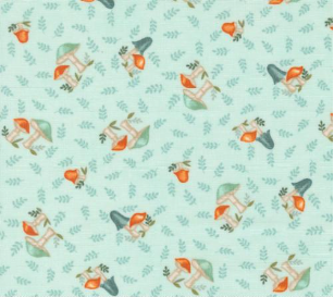 I Love Fall Most of All Mushrooms All Over Aqua Fabric