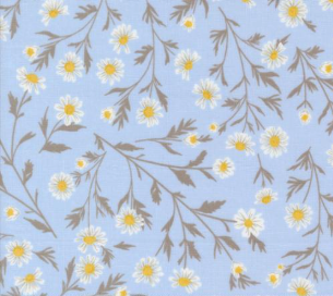 Sun Drenched Wild Daisy Chain Florals Sky Fabric