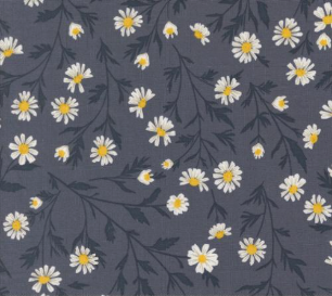 Sun Drenched Wild Daisy Chain Florals Indigo Fabric