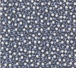Sun Drenched Foraged Berries Small Floral Indigo Fabric