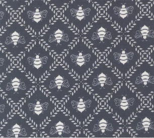 Sun Drenched Gathering Honey Novelty Bees Indigo Fabric