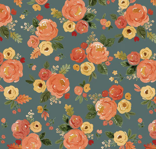 Happy Fall Days Main Teal Fabric