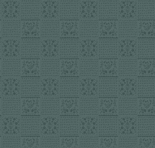 Happy Fall Days Vintage Squares Stone Fabric