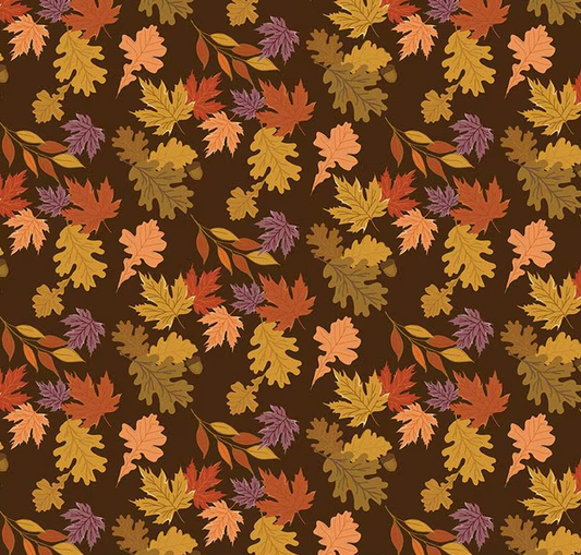 The Awe of Autumn Leaves Brown Fabric