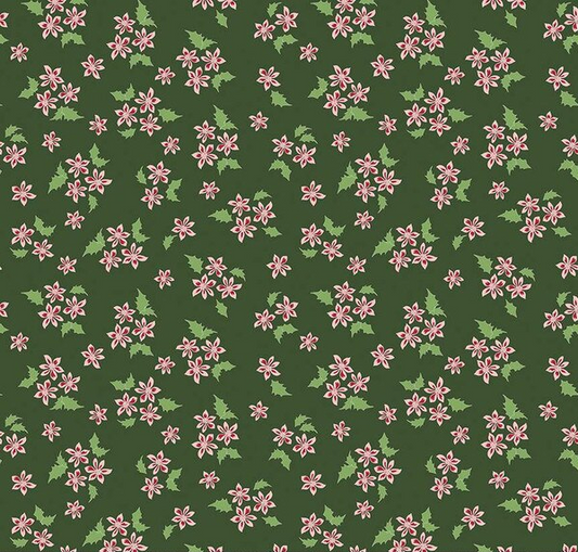 Mistletoe & Holly Floral Forest Fabric