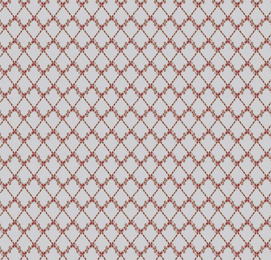 Mistletoe & Holly Candy Canes Silver Fabric