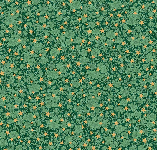 Festive Greetings Emily Star Green Fabric