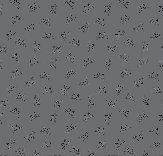 Blackout Cat Face Gray Fabric