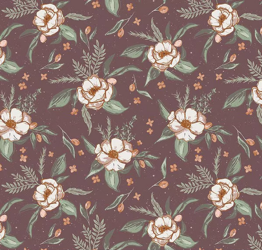 Olive Grove Floral Plum Fabric