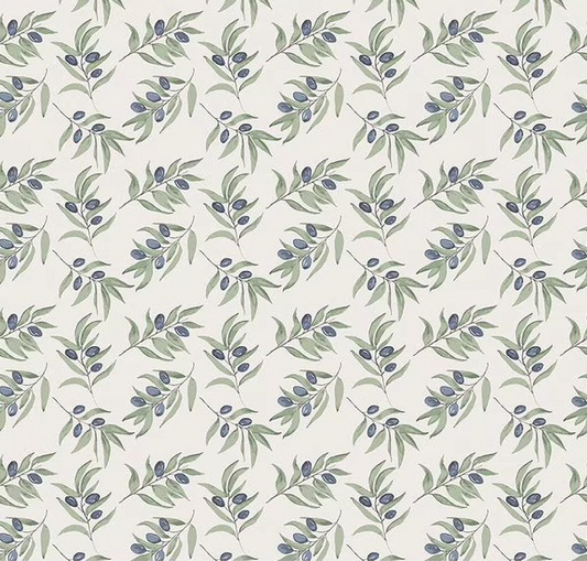 Olive Grove Olive Branches Ivory Fabric