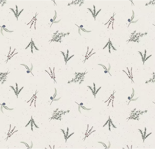 Olive Grove Herbs Ivory Fabric