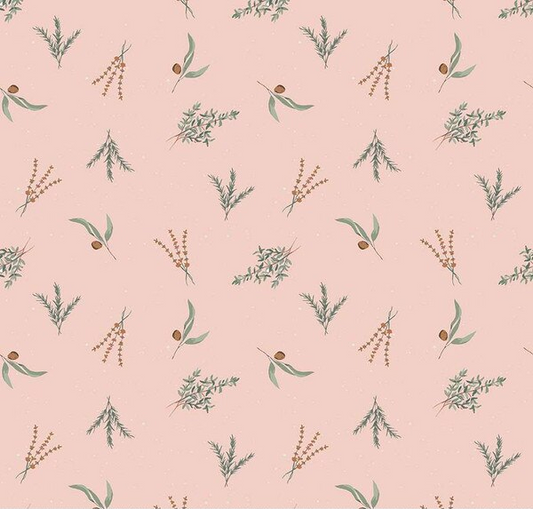 Olive Grove Herbs Pink Fabric