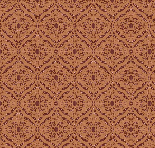 Olive Grove Damask Terracotta Fabric