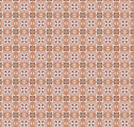 Olive Grove Mill Tiles Pink Fabric