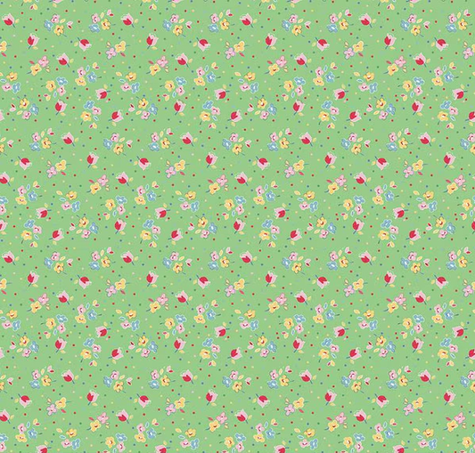 Simple Pleasures Calico Sweet Rose Green Fabric