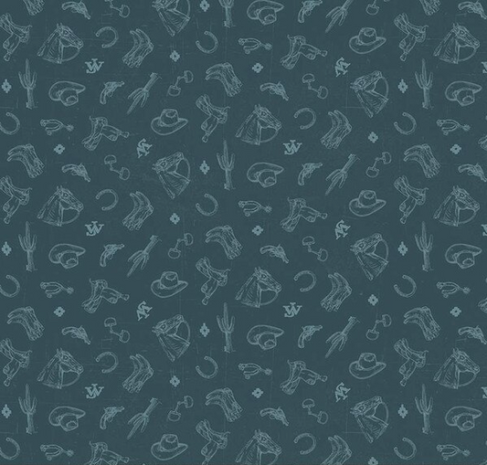 John Wayne American West Icons Navy Fabric