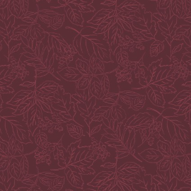 Rustle Line Leaves Maroon Fabric