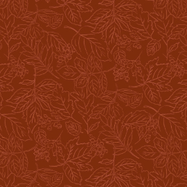 Rustle Line Leaves Orange Fabric