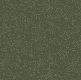Rustle Line Leaves Green Fabric