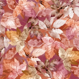 Rustle Packed Leaves Orange Fabric