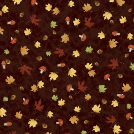 Fall Friends Ditzy Leaf Toss Brown Fabric