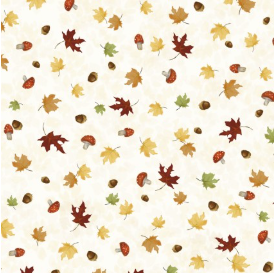 Fall Friends Ditzy Leaf Toss Ecru Fabric
