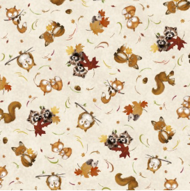 Fall Friends Tossed Forest Friends Ecru Fabric