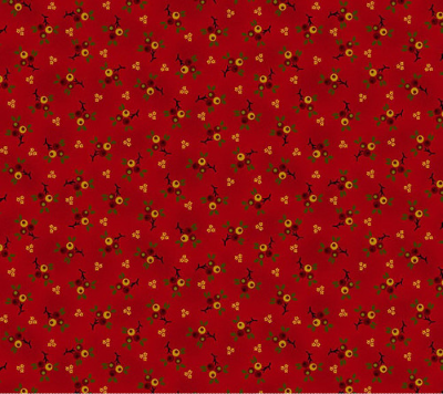 Baubles & Balsam Hollyberry Sprigs Cranberry Fabric