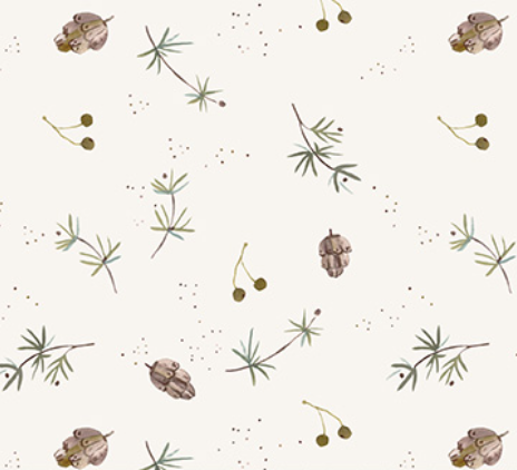 Cozy Cubs PINECONES WHITE Fabric