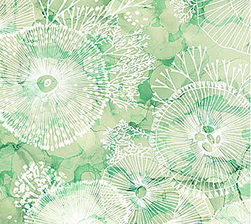 Deep Blue SEA FLOWERS 2 Fabric