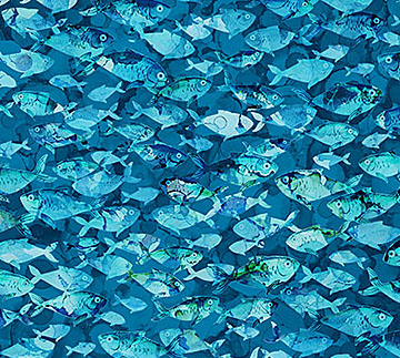 Deep Blue FISH 2 Fabric