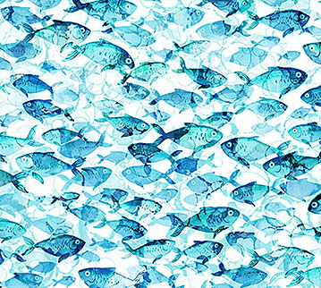 Deep Blue FISH 1 Fabric