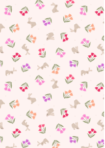 Small Things... Country Garden Small Things Bunnies and Tulips Pink Fabric