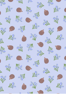 Small Things... Country Garden Small Things Hedgehogs and Bluebells Dusty Blue Fabric