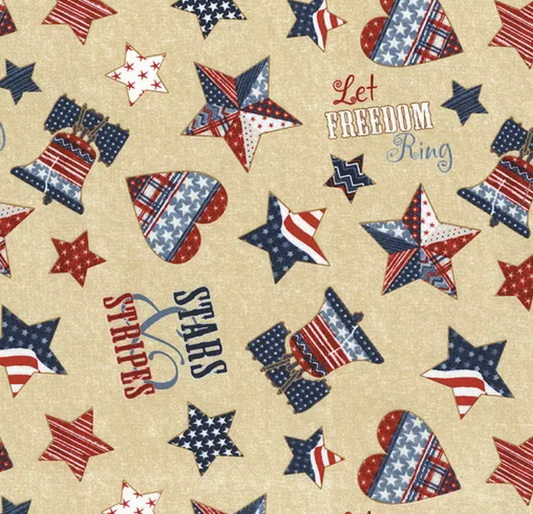 Stars of Valor Patriotic Toss Cream Fabric
