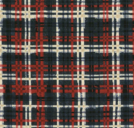 Stars of Valor Plaid All Over Navy Fabric