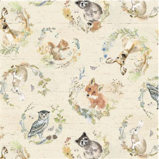 Wildwood Digital Wreaths Y4370-11 Light Khaki Fabric