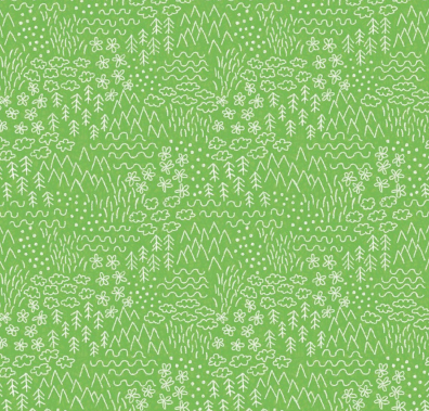 Colorful Critters Sketch Green Fabric