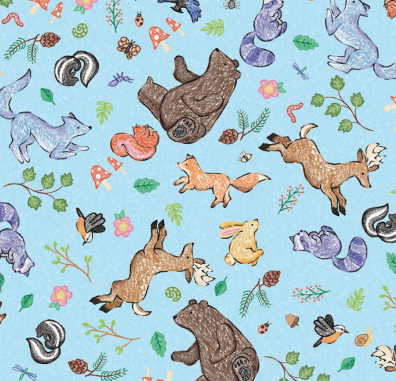 Colorful Critters Main Blue Fabric