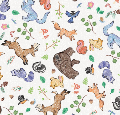 Colorful Critters Main White Fabric