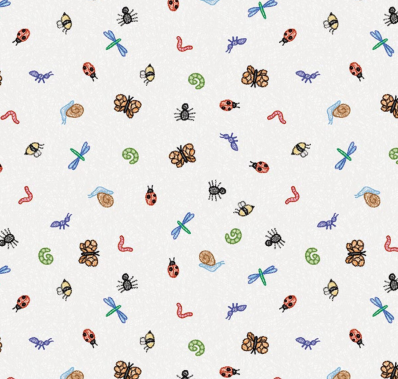 Colorful Critters Bug Toss White Fabric