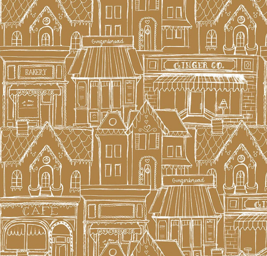Gingerbread Village Gingersnap Fabric