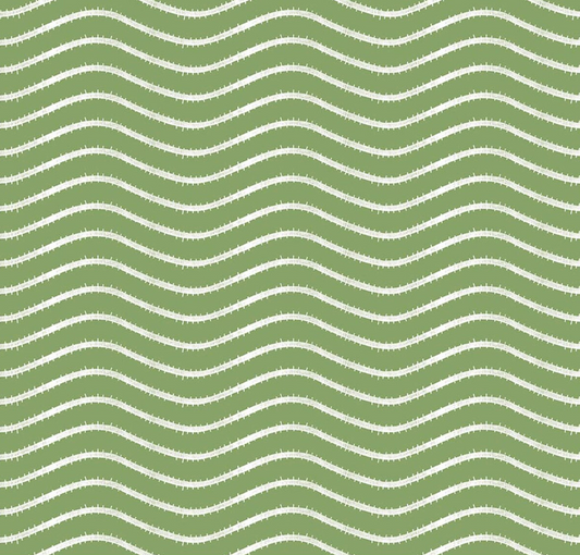 Gingerbread Icing Stripe Green Fabric