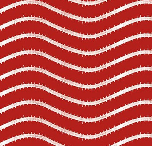 Gingerbread Icing Stripe Red Fabric