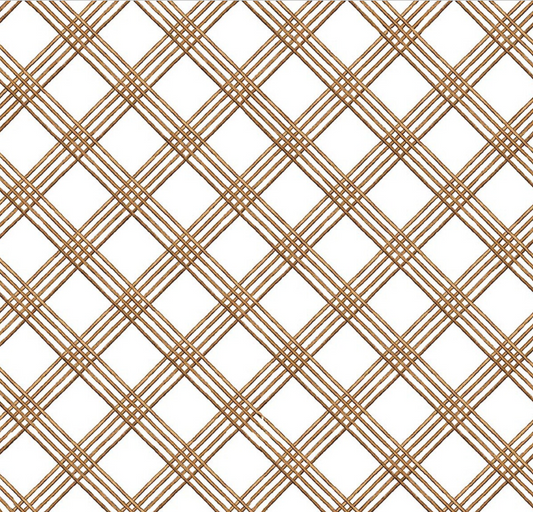 Gingerbread Windowpane Plaid White Fabric