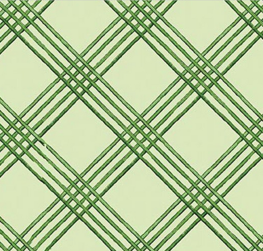 Gingerbread Windowpane Plaid Green Fabric
