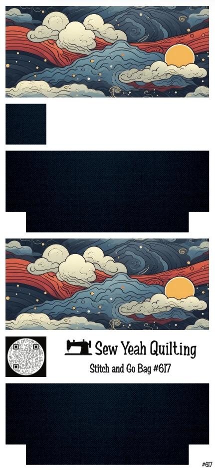 Stitch & Go Bag #617 - Night Sky Stylized on Dark Navy Blue