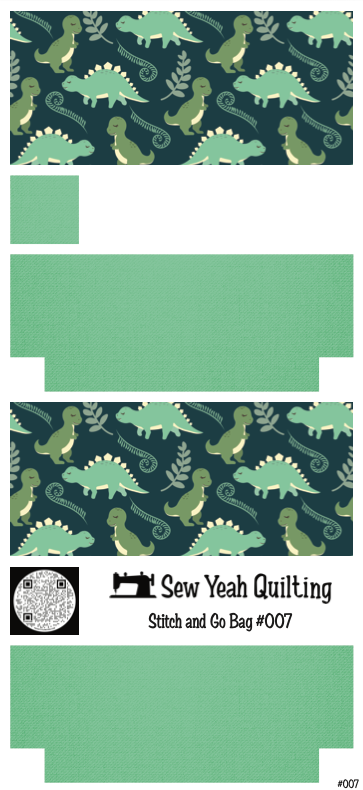 Stitch & Go Bag #7 - Dinosaurs & Ferns on Mint Green